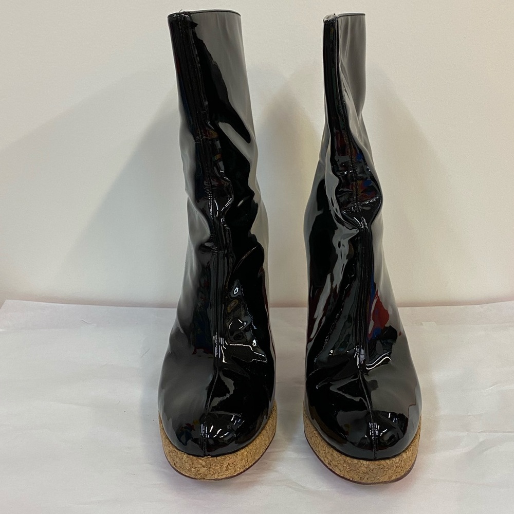 Oh Deer! Black Patent Red Bottom Boots - Picture 2 of 9